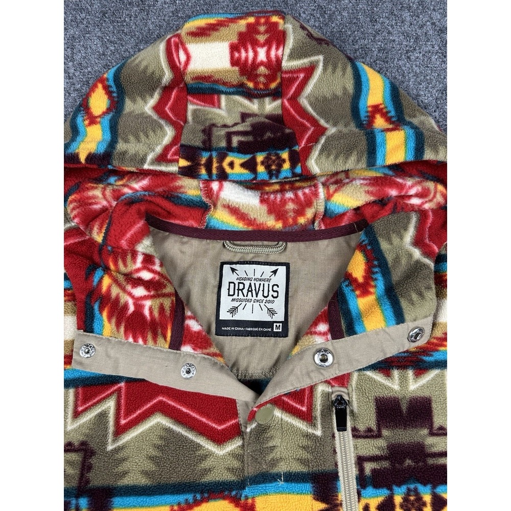 Dravus Hoodie Multi Colored Aztec Geo Southwestern Fleece Jacket Men's Medium - Picture 2 of 7
